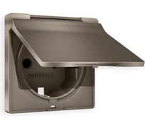 Лицевая панель Ambrella VOLT для электрической розетки с заземлением со шторками и крышкой, IP44, ALFA AP6380