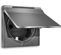 Лицевая панель Ambrella VOLT для электрической розетки с заземлением со шторками и крышкой, IP44, ALFA AP6580