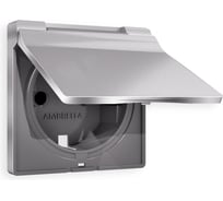 Лицевая панель Ambrella VOLT для электрической розетки с заземлением со шторками и крышкой, IP44, ALFA AP5080