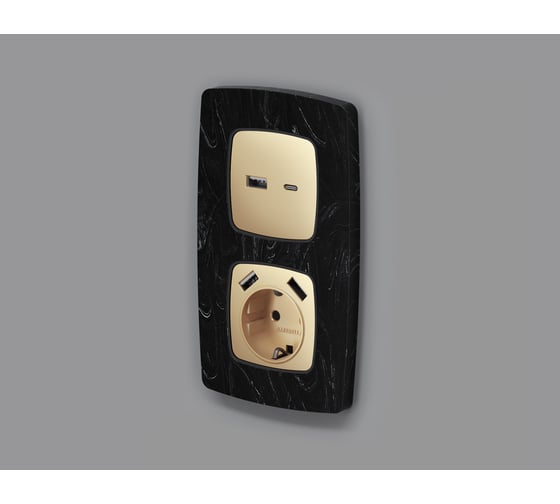 Лицевая панель Ambrella VOLT для розетки 2USB тип A+C OMEGA OP6110