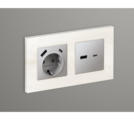 Лицевая панель Ambrella VOLT для розетки 2USB тип A+C ALFA AP5110
