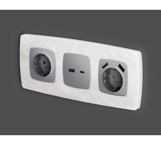 Лицевая панель Ambrella VOLT для розетки 2USB тип A+C OMEGA OP5110