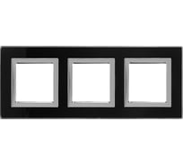 Рамка из натурального стекла DKC Avanti черная, 3 поста, 6 мод. 4402826