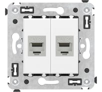 Компьютерная розетка DKC RJ 45, без шторки, в стену, кат.5e, двойная, экранированная, Avanti, Белое облако, 1 шт. 4400764