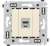 Компьютерная розетка DKC RJ 45, без шторки, в стену, кат.5e, одинарная, экранированная, Avanti, Ванильная дымка, 1 шт. 4405763