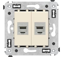 Компьютерная розетка DKC RJ 45, без шторки, в стену, кат.5e, двойная, экранированная, Avanti, Ванильная дымка, 1 шт. 4405764