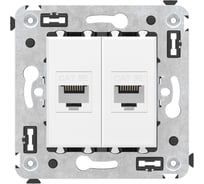 Компьютерная розетка DKC RJ 45, без шторки, в стену, кат.5е, двойная, Avanti, Белое облако, 1 шт. 4400664