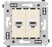 Компьютерная розетка DKC RJ 45, без шторки, в стену, кат.5е, двойная, Avanti, Ванильная дымка, 1 шт. 4405664