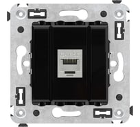 Компьютерная розетка DKC RJ 45, без шторки, в стену, кат.5e, одинарная, экранированная, Avanti, Черный квадрат, 1 шт. 4402763