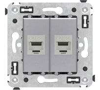 Компьютерная розетка DKC RJ 45, без шторки, в стену, кат.5e, двойная, экранированная, Avanti, Закаленная сталь, 1 шт. 4404764