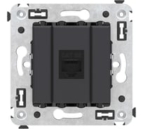 Компьютерная розетка DKC RJ 45, без шторки, в стену, кат.5е, одинарная, Avanti, Черный матовый, 1 шт. 4412663
