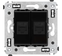 Компьютерная розетка DKC RJ 45, без шторки, в стену, кат.5е, двойная, Avanti, Черный квадрат, 1 шт. 4402664