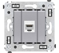 Компьютерная розетка DKC RJ 45, без шторки, в стену, кат.5е, одинарная, Avanti, Закаленная сталь, 1 шт. 4404663