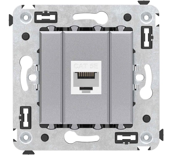 Компьютерная розетка DKC RJ 45, без шторки, в стену, кат.5е, одинарная, Avanti, Закаленная сталь, 1 шт. 4404663 1