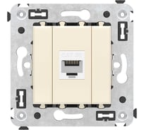 Компьютерная розетка DKC RJ 45, без шторки, в стену, кат.5е, одинарная, Avanti, Ванильная дымка, 1 шт. 4405663