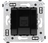 Компьютерная розетка DKC RJ 45, без шторки, в стену, кат.5е, одинарная, Avanti, Черный квадрат, 1 шт. 4402663