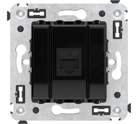 Компьютерная розетка DKC RJ 45, без шторки, в стену, кат.5е, одинарная, Avanti, Черный квадрат, 1 шт. 4402663 1