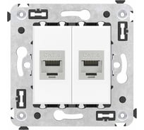 Компьютерная розетка DKC RJ 45, без шторки, в стену, кат.6, двойная, экранированная, Avanti, Белое облако, 1 шт. 4400794