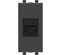 Компьютерная розетка DKC RJ 45, без шторки, модульная, кат.6, Avanti, Черный матовый, 1 модуль, 1 шт. 4412691