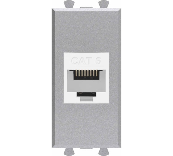 Компьютерная розетка DKC RJ 45, без шторки, модульная, кат.6, Avanti, Закаленная сталь, 1 модуль, 1 шт. 4404691