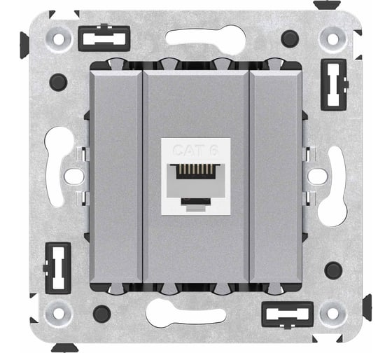 Компьютерная розетка DKC RJ 45, без шторки, в стену, кат.6, одинарная, Avanti, Закаленная сталь, 1 шт. 4404693