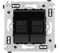 Компьютерная розетка DKC RJ 45, без шторки, в стену, кат.6, двойная, Avanti, Черный квадрат, 1 шт. 4402694