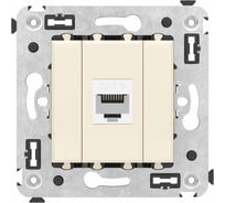 Компьютерная розетка DKC RJ 45, без шторки, в стену, кат.6, одинарная, Avanti, Ванильная дымка, 1 шт. 4405693
