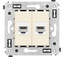 Компьютерная розетка DKC RJ 45, без шторки, в стену, кат.6, двойная, Avanti, Ванильная дымка, 1 шт. 4405694