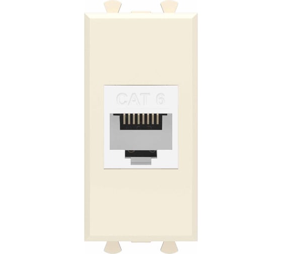 Компьютерная розетка DKC RJ 45, без шторки, модульная, кат.6, Avanti, Ванильная дымка, 1 модуль, 1 шт. 4405691