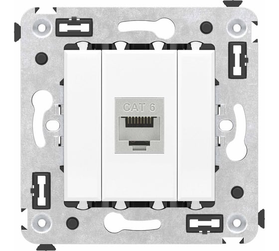 Компьютерная розетка DKC RJ 45, без шторки, в стену, кат.6, одинарная, экранированная, Avanti, Белое облако, 1 шт. 4400793