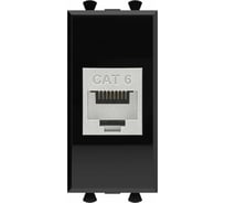 Компьютерная розетка DKC RJ 45, без шторки, модульная, кат.6, экранированная, Avanti, Черный квадрат, 1 модуль, 1 шт. 4402791