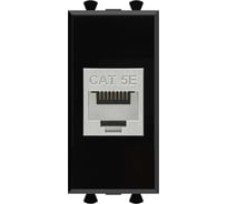 Компьютерная розетка DKC RJ 45, без шторки, модульная, кат.5е, экранированная, Avanti, Черный квадрат, 1 модуль, 1 шт. 4402761