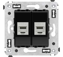 Компьютерная розетка DKC RJ 45, без шторки, в стену, кат.6, двойная, экранированная, Avanti, Черный квадрат, 1 шт. 4402794