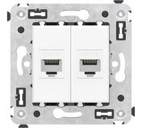 Компьютерная розетка DKC RJ 45, без шторки, в стену, кат.6, двойная, Avanti, Белое облако, 1 шт. 4400694