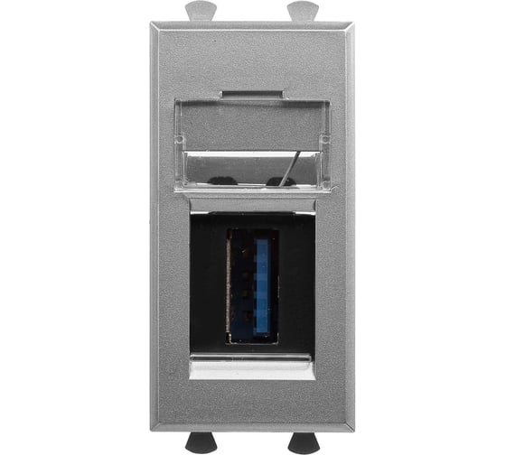 Розетка DKC USB 3.0 модульная, тип А А, Avanti, Закаленная сталь, 1 модуль 1 ШТ 4404301