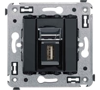 Розетка DKC USB 2.0 одинарная в стену, тип А А, Avanti, Черный квадрат 1 ШТ 4402403