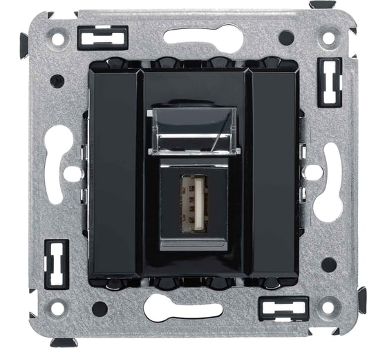 Розетка DKC USB 2.0 одинарная в стену, тип А А, Avanti, Черный квадрат 1 ШТ 4402403 1