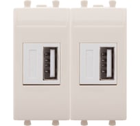 USB зарядное устройство DKC модульное, Avanti, Ванильная дымка, 2 модуля, 2.1 А 1 ШТ 4405542