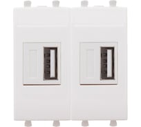 USB зарядное устройство DKC модульное, Avanti, Белое облако, 2 модуля, 2.1 А 1 ШТ 4400542