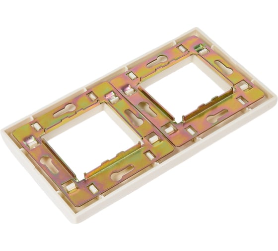 2-постовая рамка LANMASTER 45х45, с суппортами, белая LAN-FRS45x45/2-WH