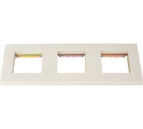 3-постовая рамка LANMASTER 45х45, с суппортами, белая LAN-FRS45x45/3-WH