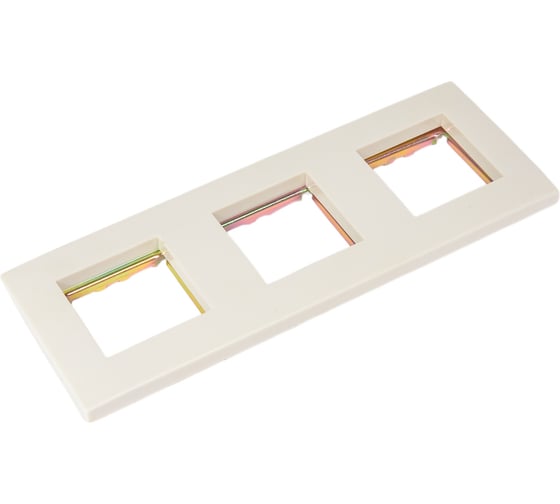 3-постовая рамка LANMASTER 45х45, с суппортами, белая LAN-FRS45x45/3-WH