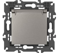 Розетка ЭРА Elegance 14210316 2PE Schuko со шторками с крышкой, 16А250В, титан Б0065811
