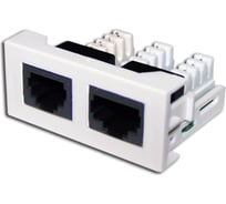 Розетка LANMASTER Mosaic 22.5x45, 1xRJ-45 Cat.5e и 1xRJ-12 Cat.3, белая, LAN-WA-LP-4512-WH