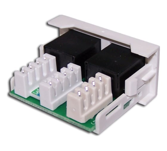 Розетка LANMASTER Mosaic 22.5x45, 1xRJ-45 Cat.5e и 1xRJ-12 Cat.3, белая, LAN-WA-LP-4512-WH