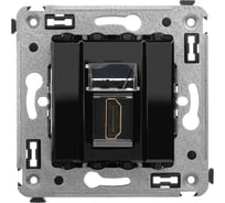 HDMI-розетка одинарная в стену DKC Avanti тип А-А, черный квадрат 4402253