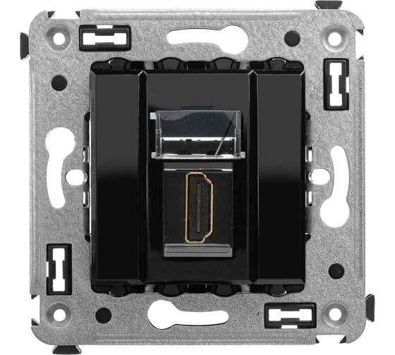 HDMI-розетка одинарная в стену DKC Avanti тип А-А, черный квадрат 4402253