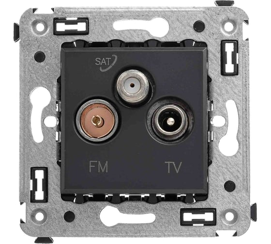 Розетка DKC TV FM SAT в стену, Avanti, Черный матовый 4412533
