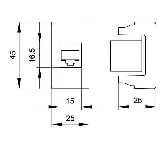 Розетка DKC RJ 12, Viva, 1 модуль, серая 45118