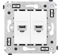 Телефонная розетка DKC RJ 12 без шторки в стену двойная, Avanti, Белое облако 4400614